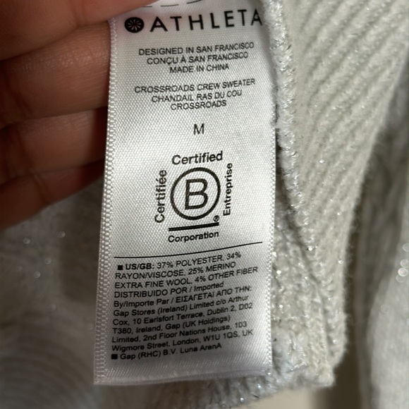 Athleta Silver Wool Blend Crewneck Sweater sz Medium Grey - Picture 3 of 5